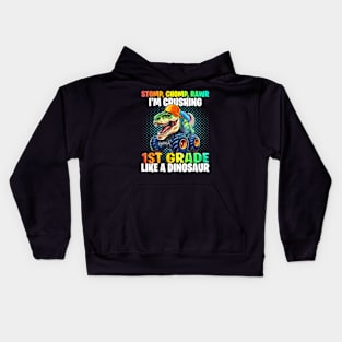 1St Grade Dinosaur Monster Truck Back To School First Day Kids Hoodie